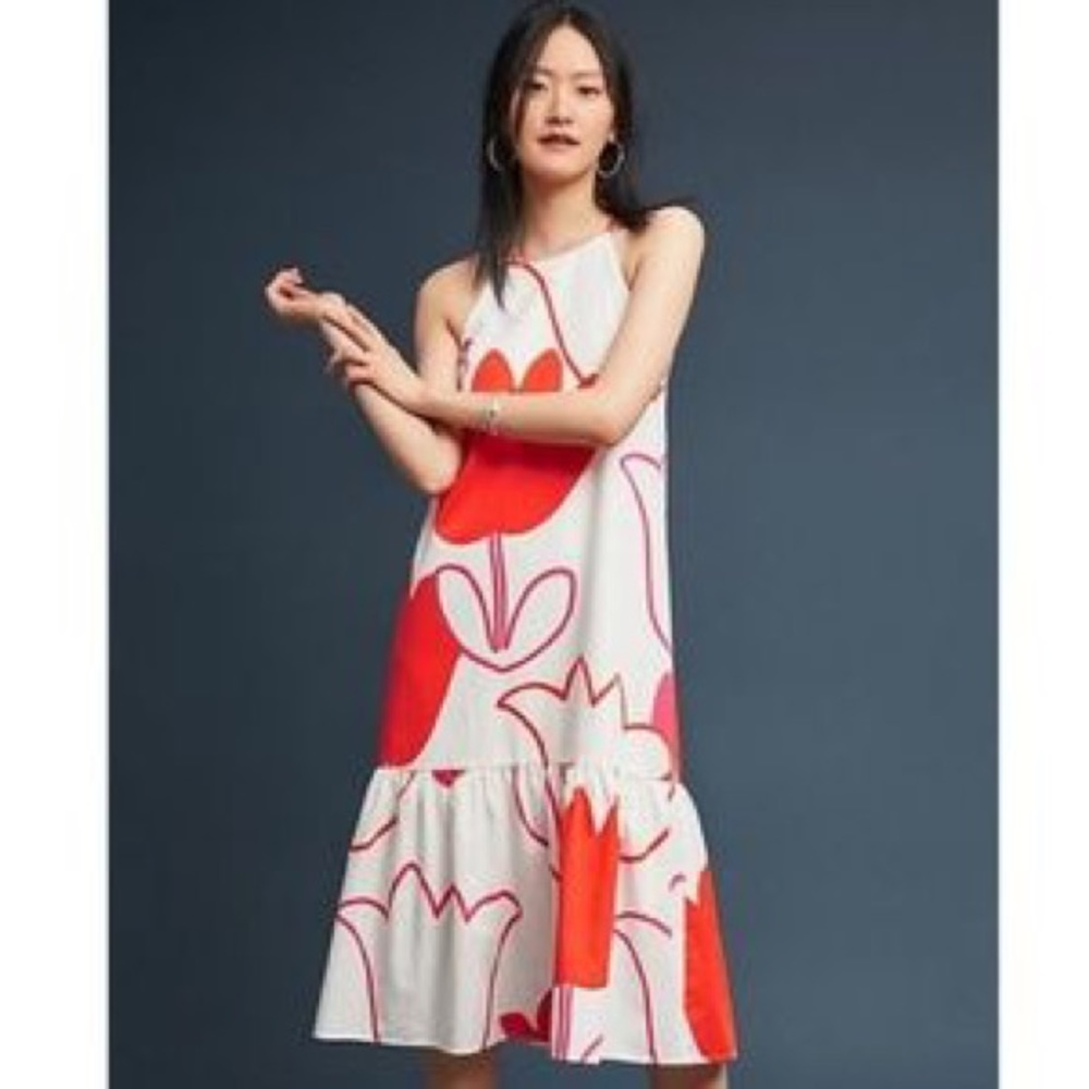 Anthropologie Red and White Maxi Dress